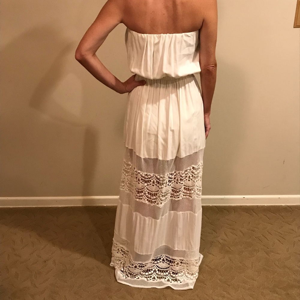 Jarlo Strapless Maxi Dress with Mesh & Lace Detail - Picture 3 of 6